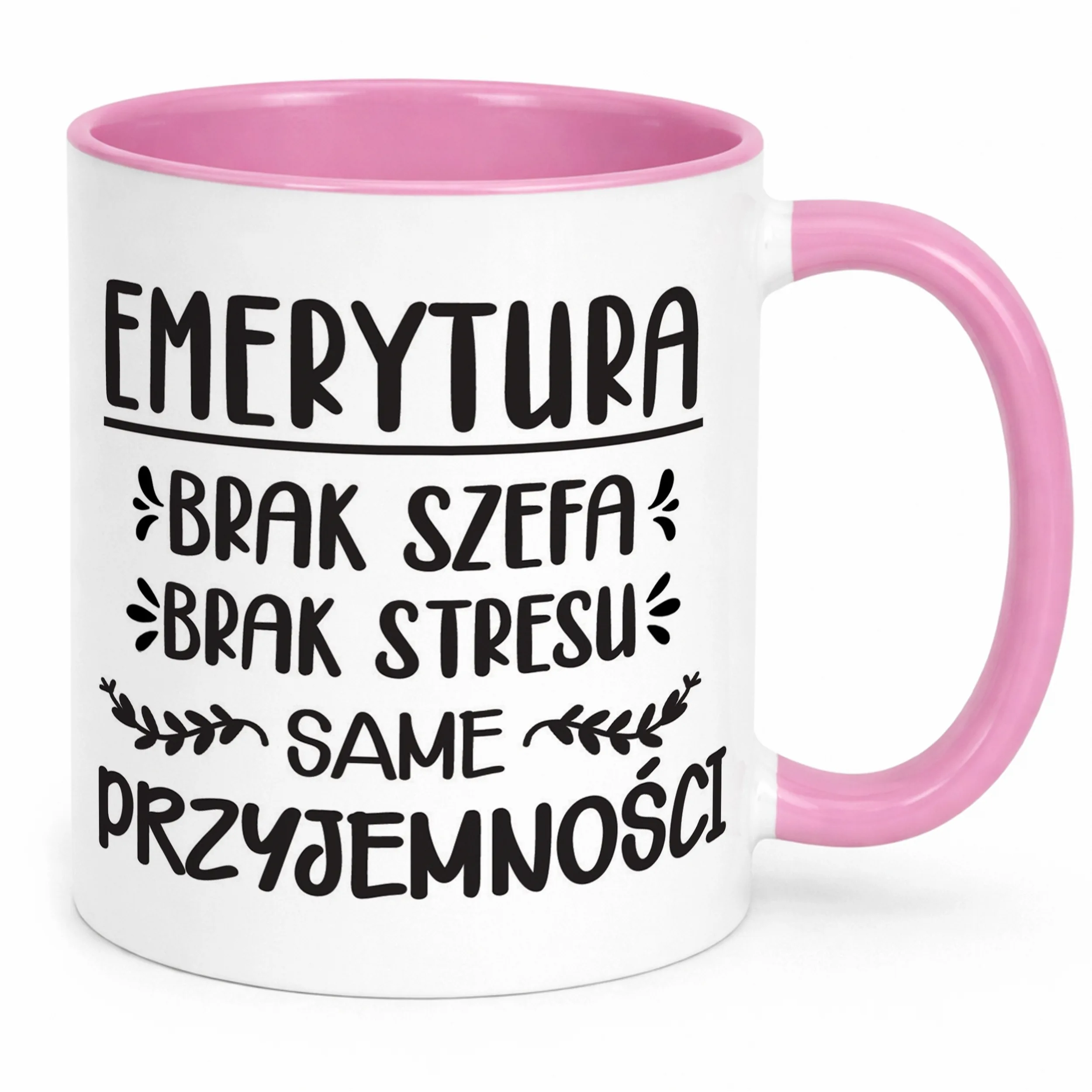 Kubek Różowy z okazji Emerytury Dla Emeryta Emerytki Prezent Upominek