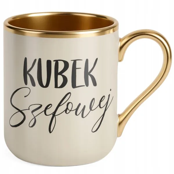 Kubek Premium Złoty Ecru Kubek Szefowej Dla Szefowej Prezent Praca