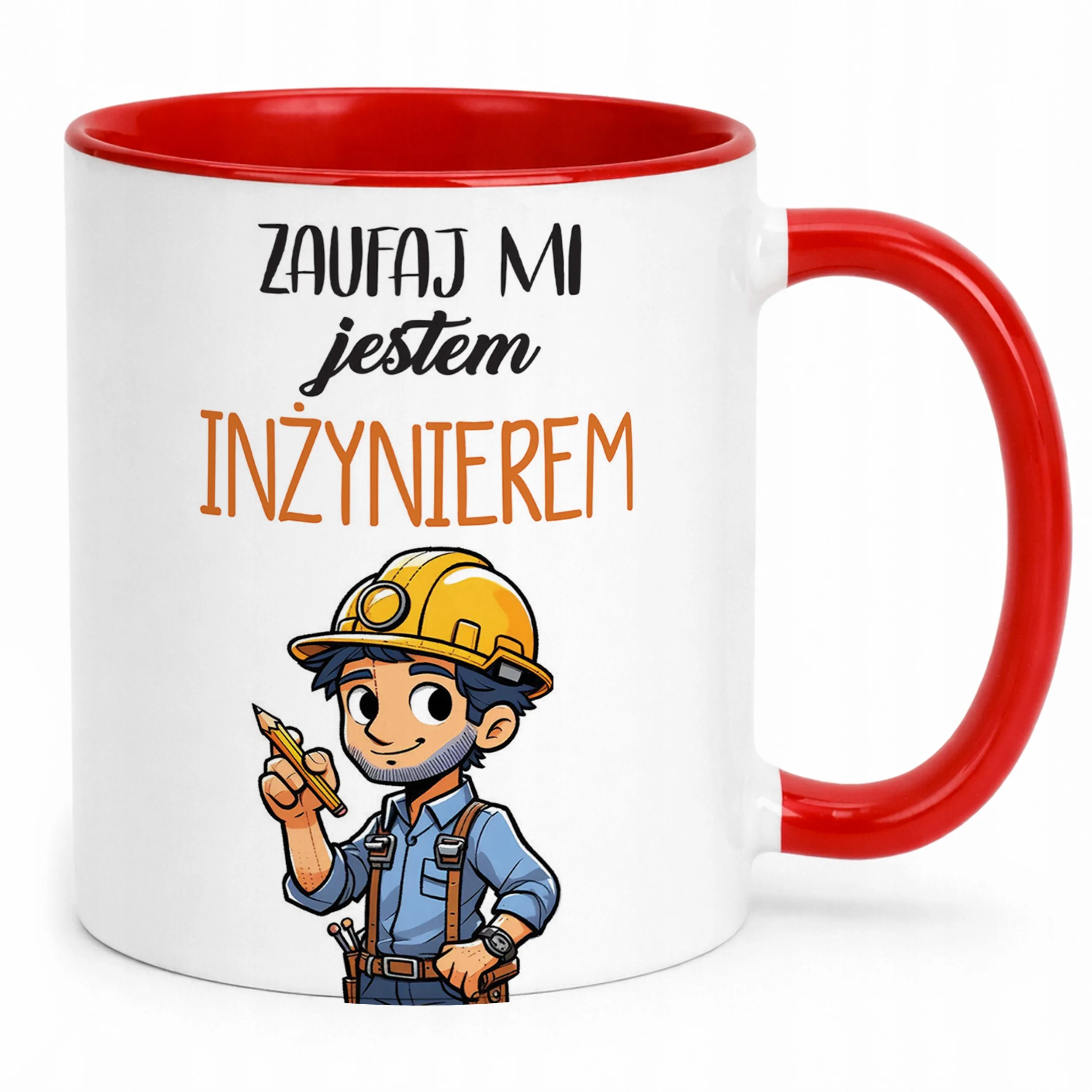 Kubek Czerwony Zaufaj Mi Jestem Inżynierem Dla Inżyniera Prezemt