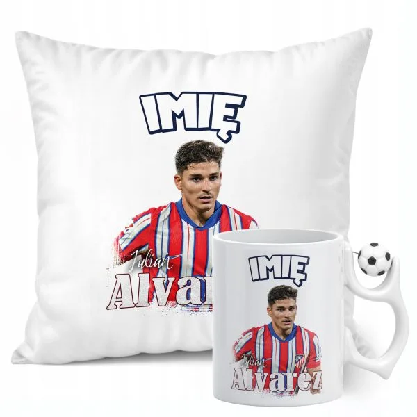 Zestaw personalizowany Kubek Piłkarski + Poduszka Álvarez Atlético Madryt