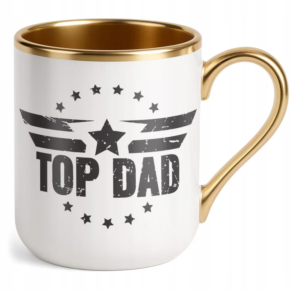 Kubek Premium Złoty Dzień Ojca Dla Taty Top Dad Top Gun Prezent
