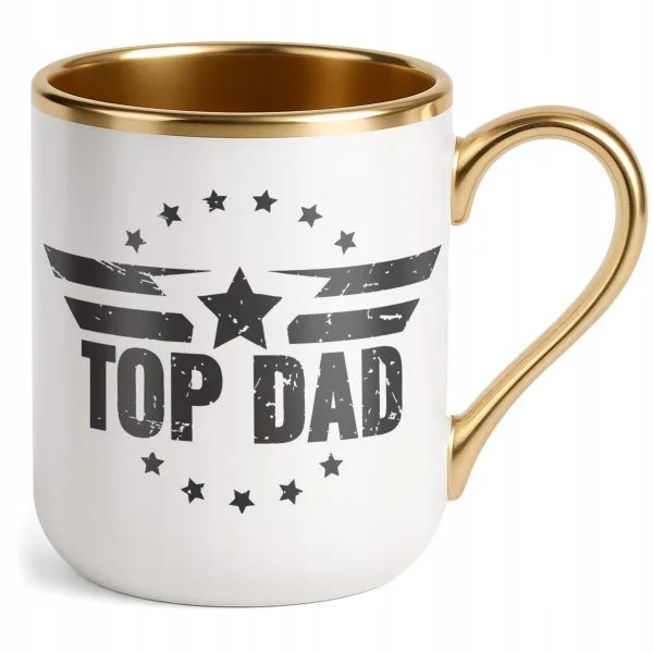 Kubek Premium Złoty Dzień Ojca Dla Taty Top Dad Top Gun Prezent