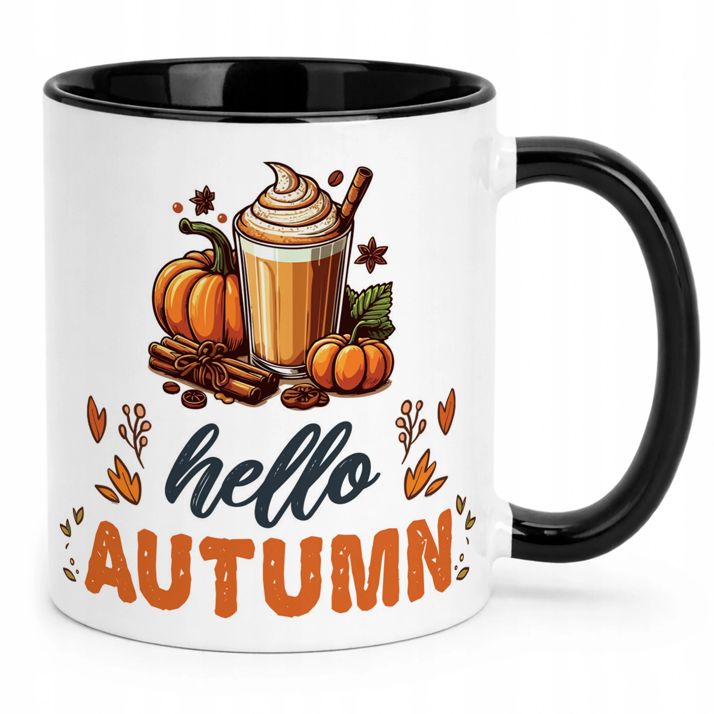 Kubek Czarny Jesienny Jesień Hello Pumpkin Dynia Prezent