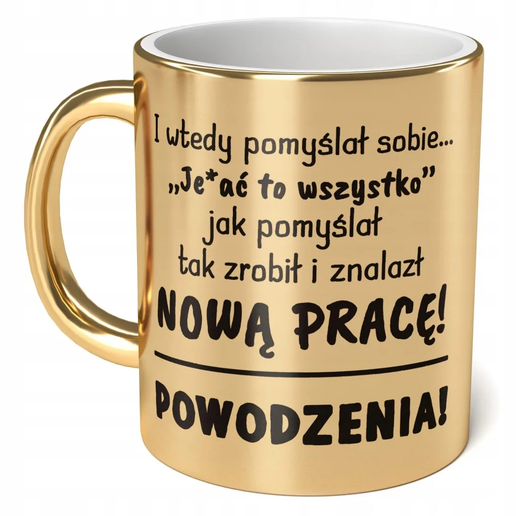 Kubek Złoty ceramiczny 330 ml Na Odejście Z Pracy Prezent Pożegnanie