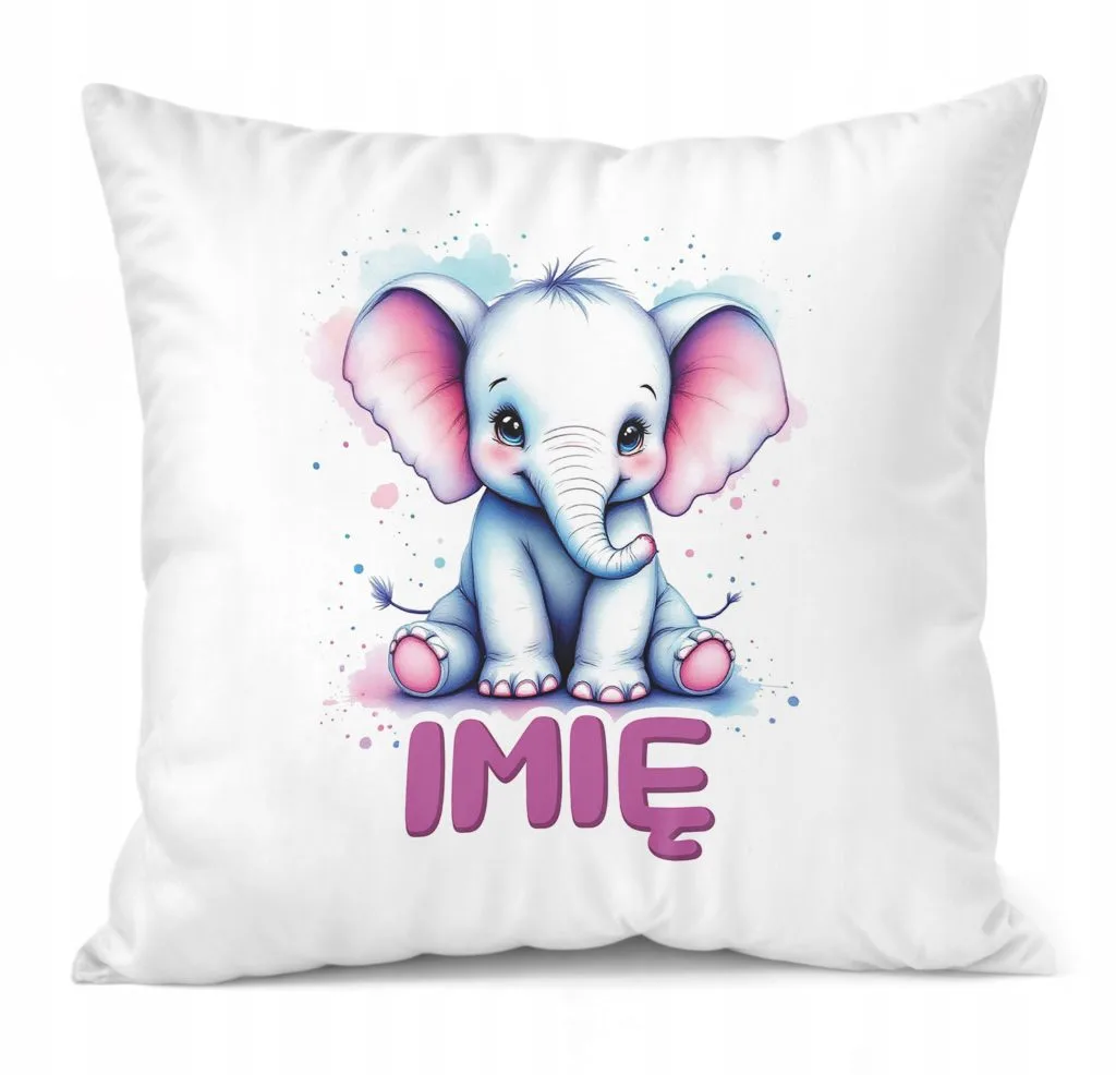 Poduszka 38x38cm Personalizowana Słoń Słonik Zwierzak Słodki Dla Dzieci
