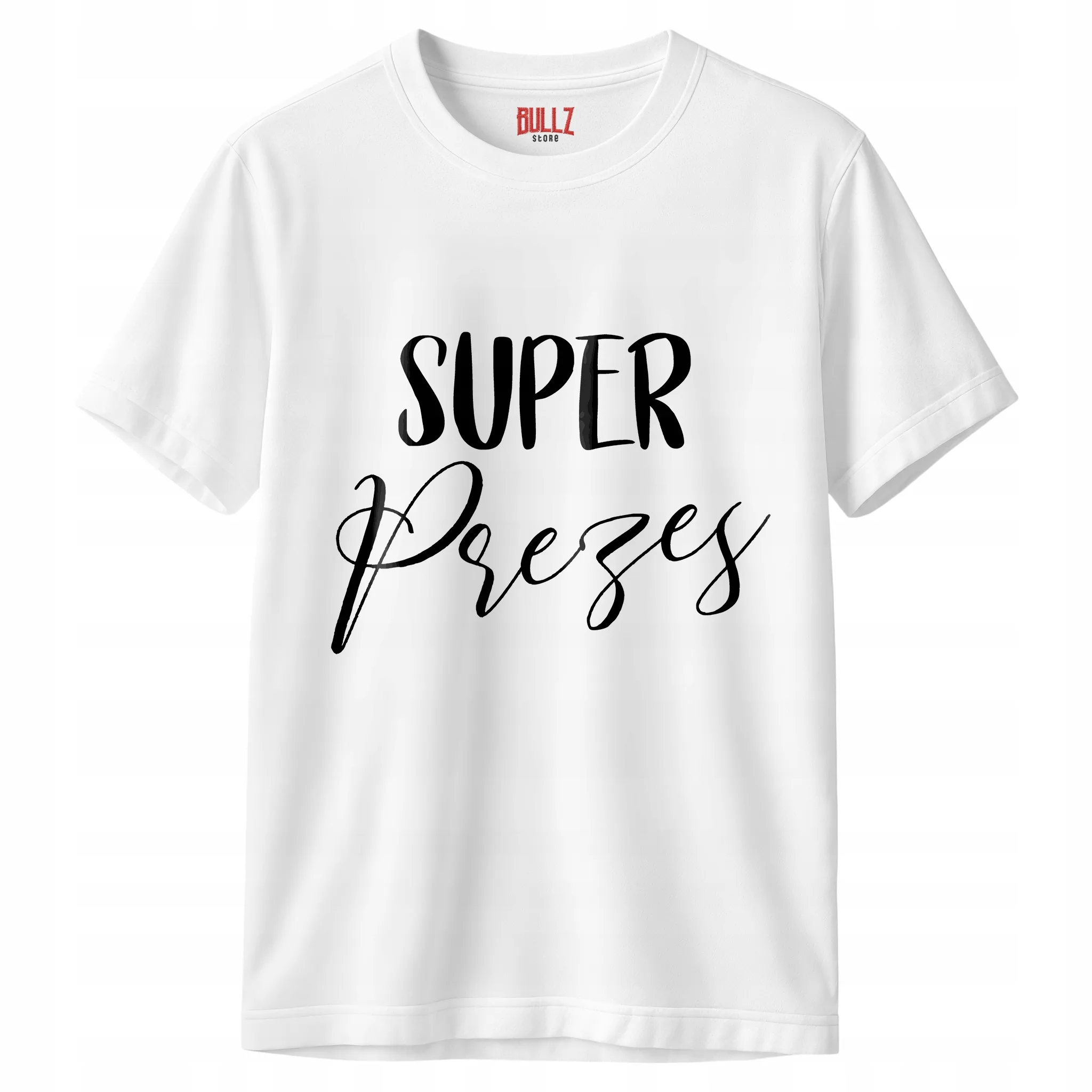 Koszulka biała męska Super Prezes Zabawny Prezent r. 3XL