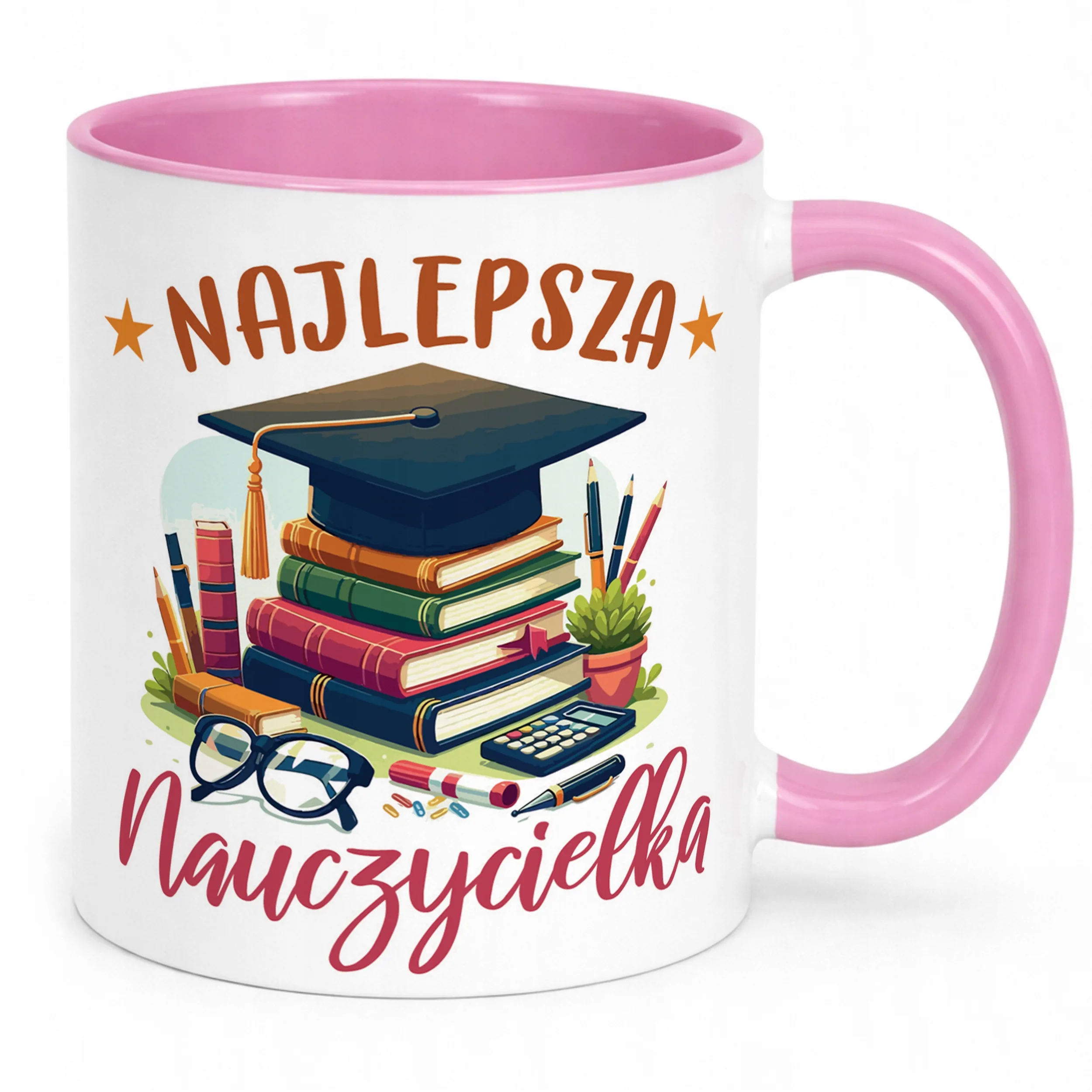Kubek Różowy Najlepsza Nauczycielka Dzień Nauczyciela Prezent
