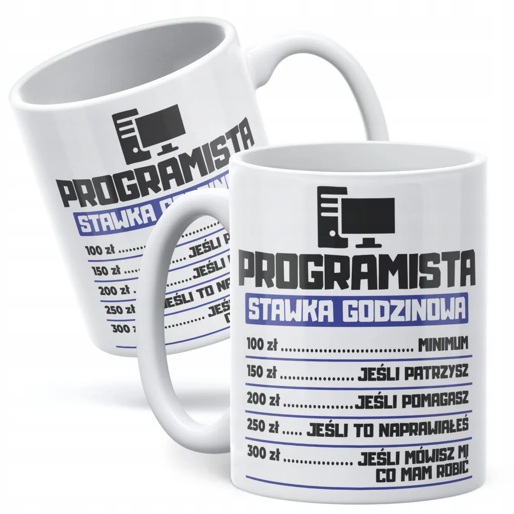Kubek ceramiczny Programista Stawka Godzinowa Zabawny Prezent Upominek