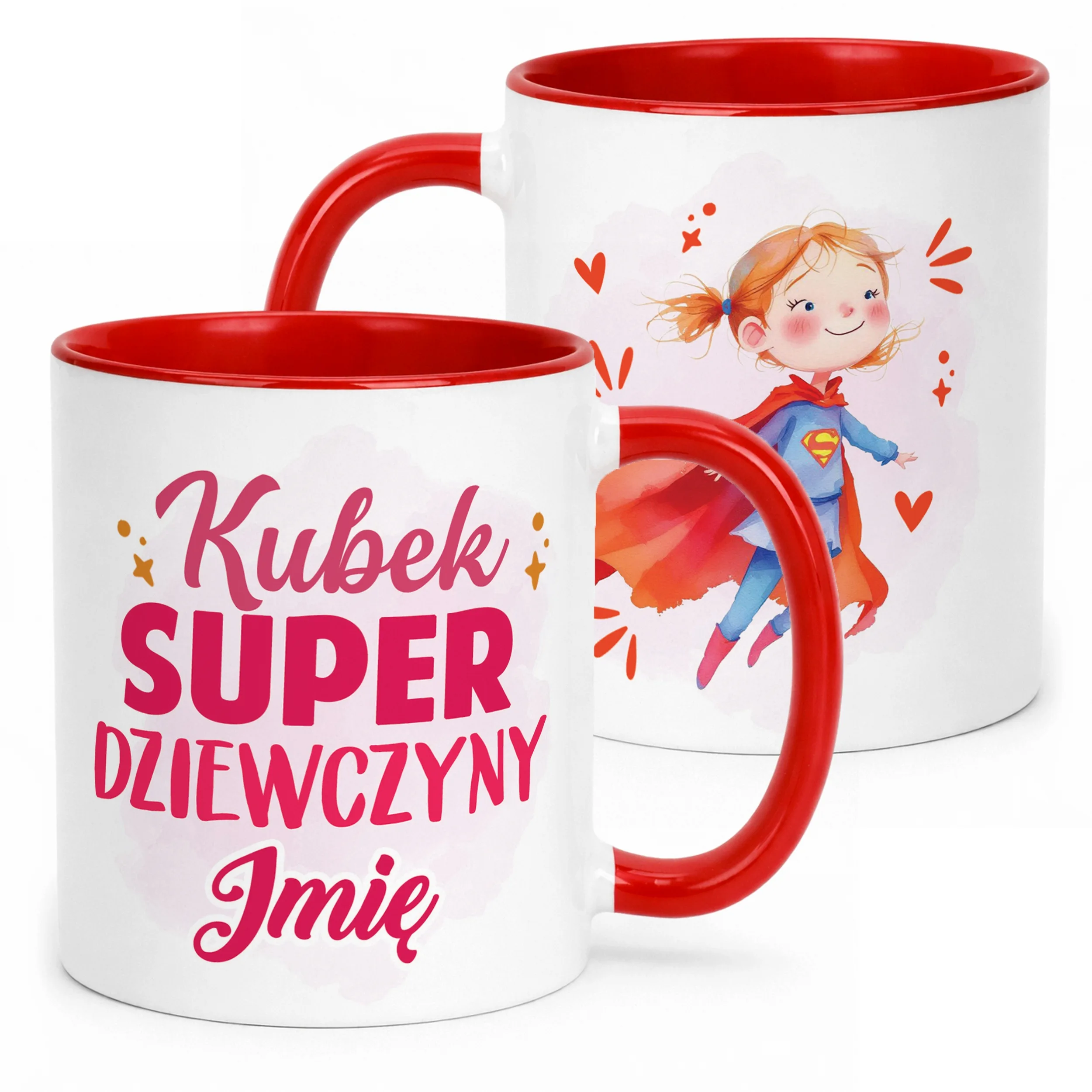 Kubek Czerwony Personalizowany Dzień Kobiet Dla Dziewczynki Prezent