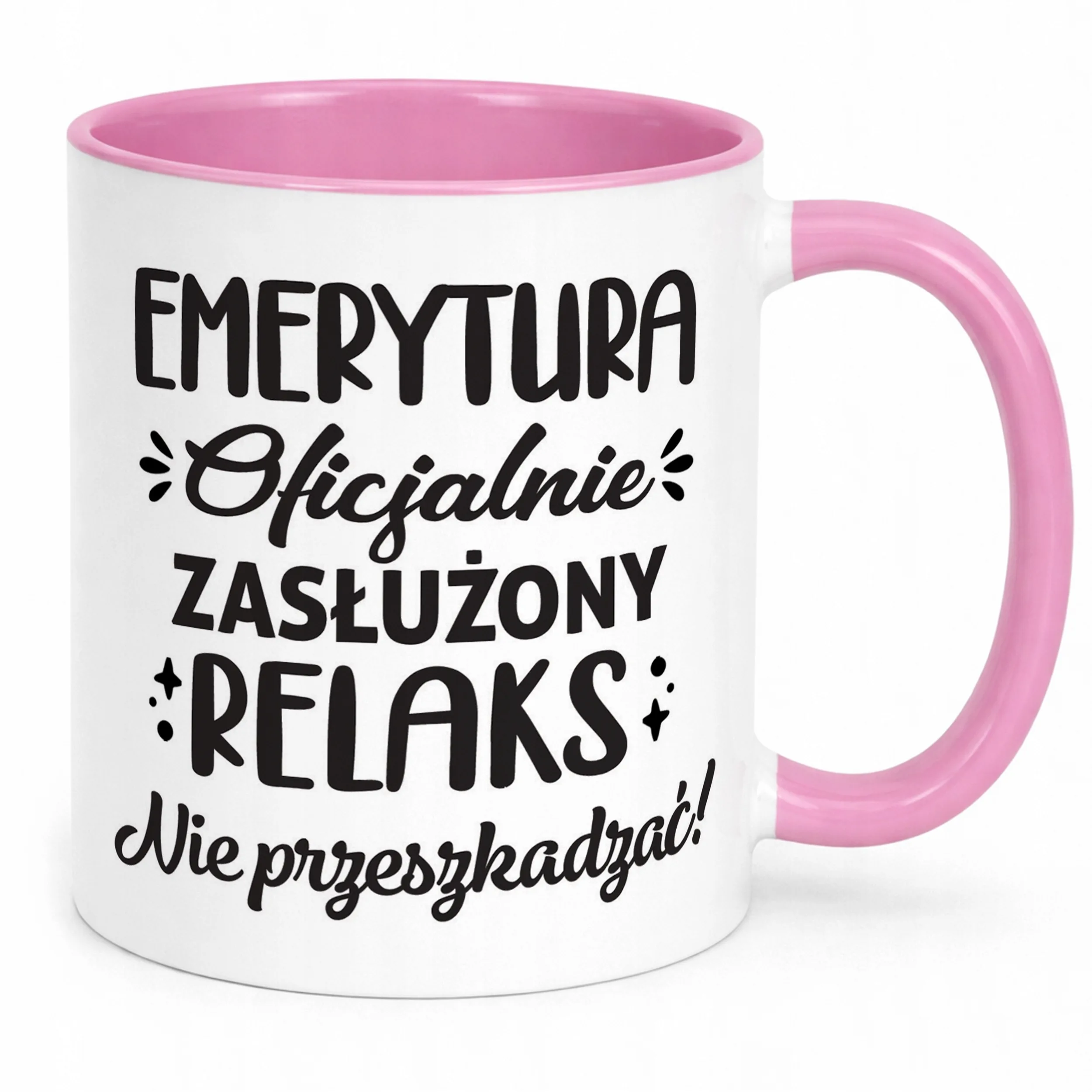 Kubek Różowy z okazji Emerytury Dla Emeryta Emerytki Prezent Upominek
