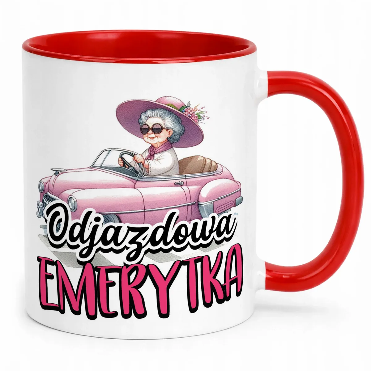 Kubek Czerwony Z okazji Emerytury Dla Emerytki Prezent Upominek