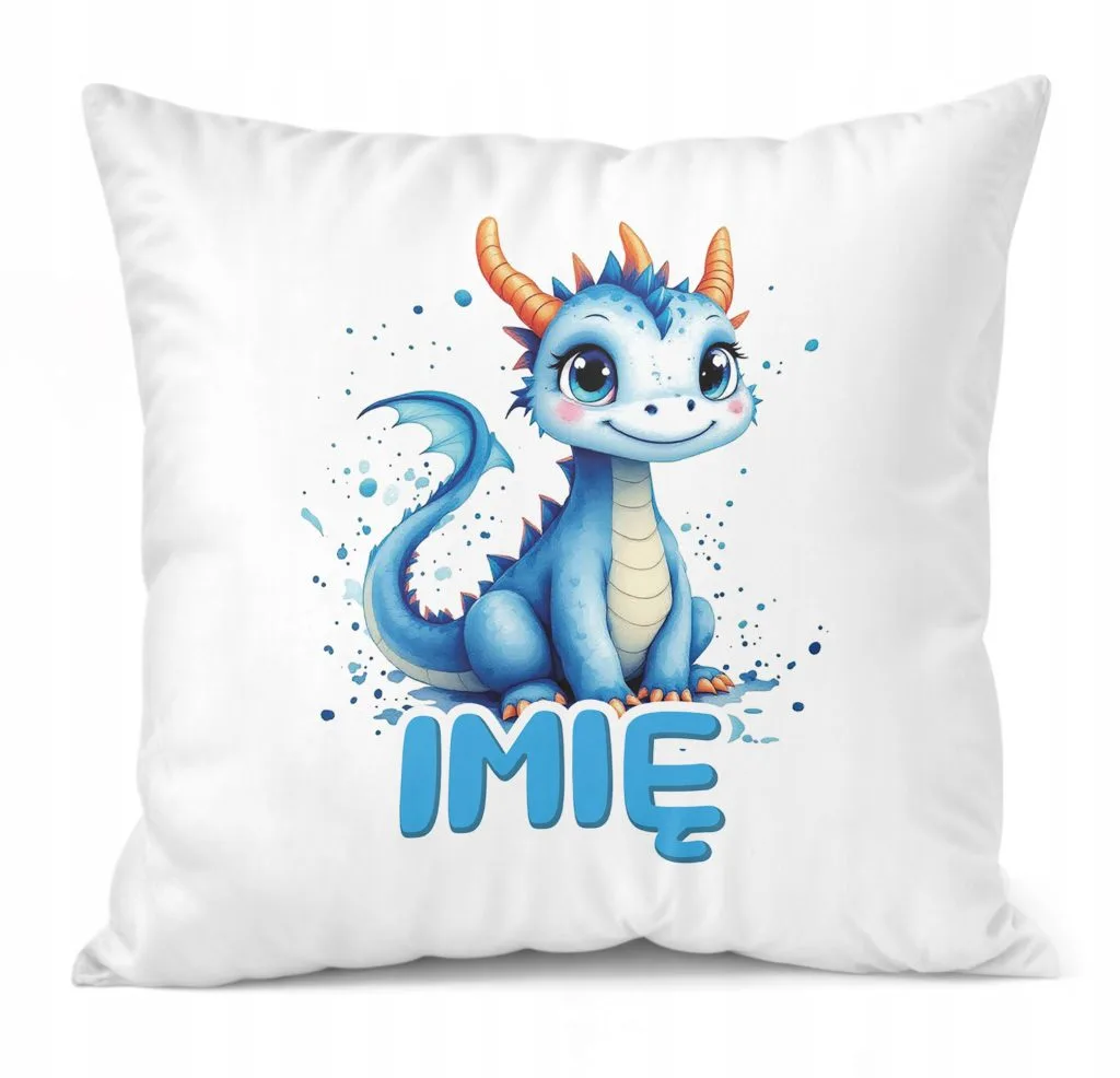 Poduszka 38x38cm Personalizowana Smok Zwierzak Słodki Dla Dzieci