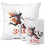 Zestaw Personalizowany Kubek + Poduszka 38×38 cm Piłka Nożna Dla Piłkarza