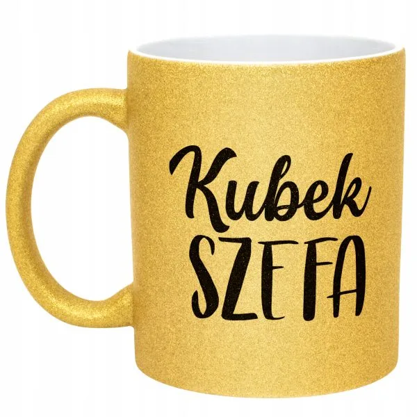 Złoty kubek brokatowy Kubek Szefa Dla Szefa Prezent Praca