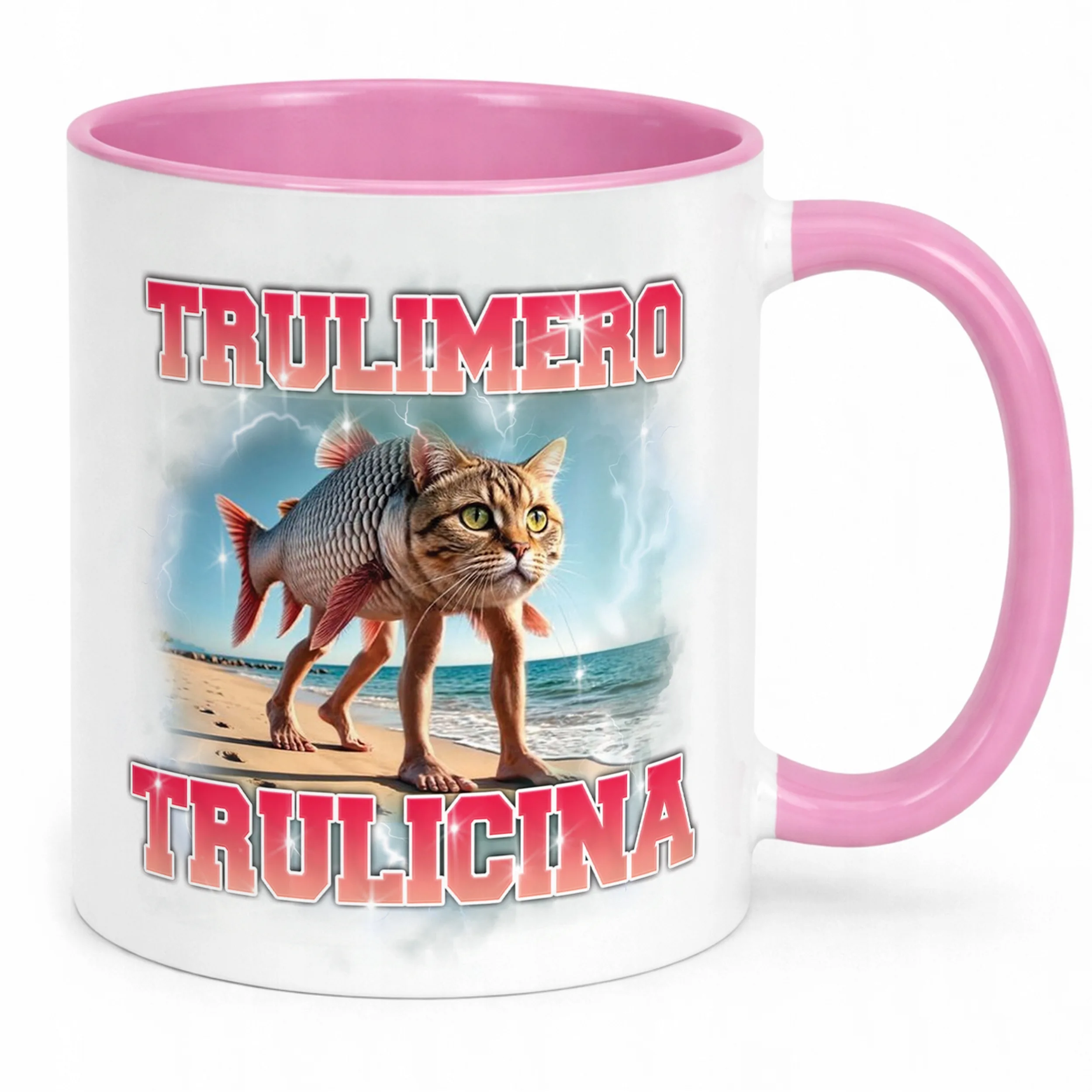 Kubek Różowy BRAINROT Trulimero Trulicina Memy Zabawny TikTok Viral