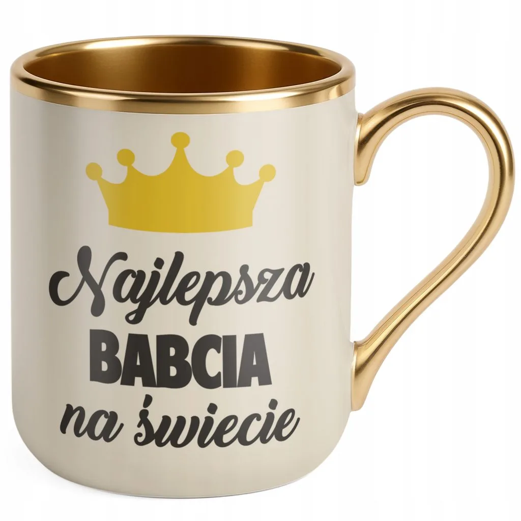 Kubek Premium Złoty Ecru Dzień Babci Dla Babci Prezent Upominek