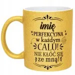 Złoty kubek brokatowy personalizowany Dzień Kobiet Prezent Upominek