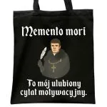 Torba bawełniana czarna na zakupy 1670 Memento Mori Cytat Motywacyjny