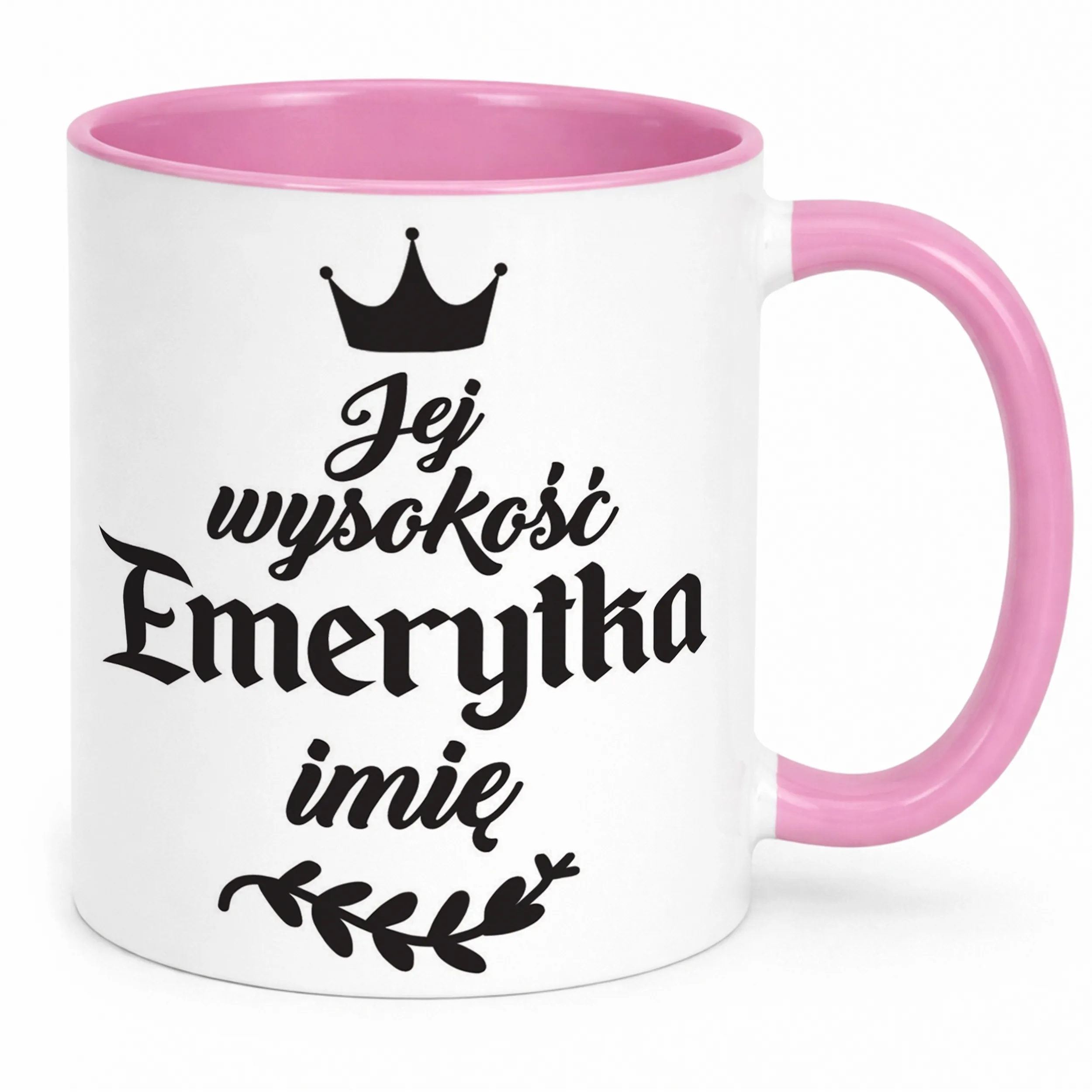 Kubek Różowy Personalizowany z okazji Emerytury Dla Emerytki Prezent