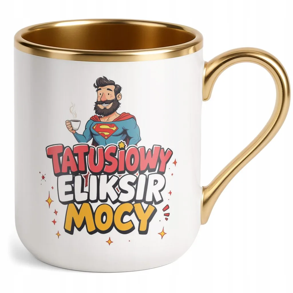 Kubek Premium Złoty Dzień Ojca Dla Taty Tatusiowy Eliksir Mocy Prezent