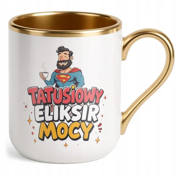 Kubek Premium Złoty Dzień Ojca Dla Taty Tatusiowy Eliksir Mocy Prezent