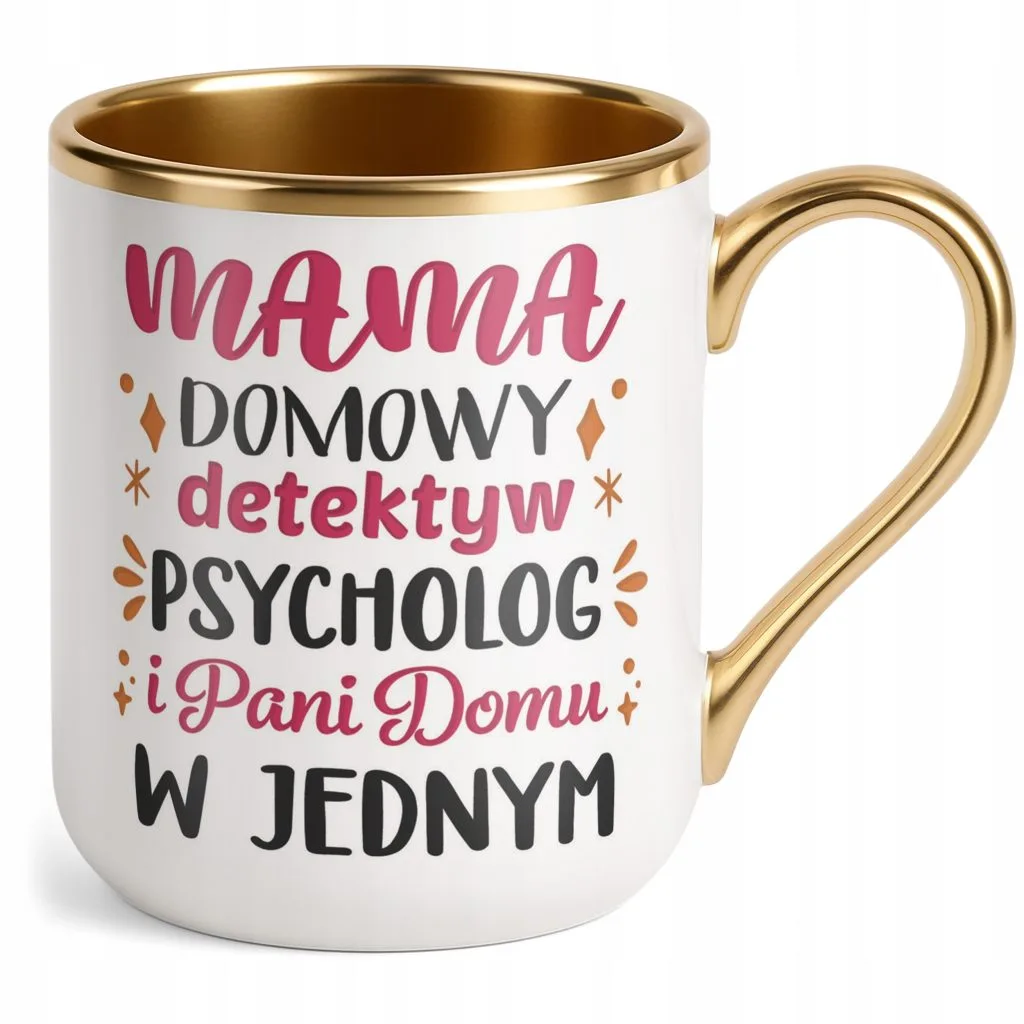 Kubek Premium Złoty Dzień Matki Dla Mamy Prezent Domowy Detektyw Psycholog