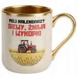 Kubek Premium Złoty Ecru Rolnik Dla Rolnika Traktor Zabawny Prezent