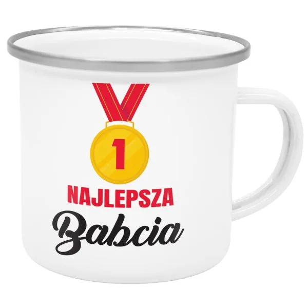 Emaliowany kubek garnuszek prezent na dzień babci Najlepsza Babcia