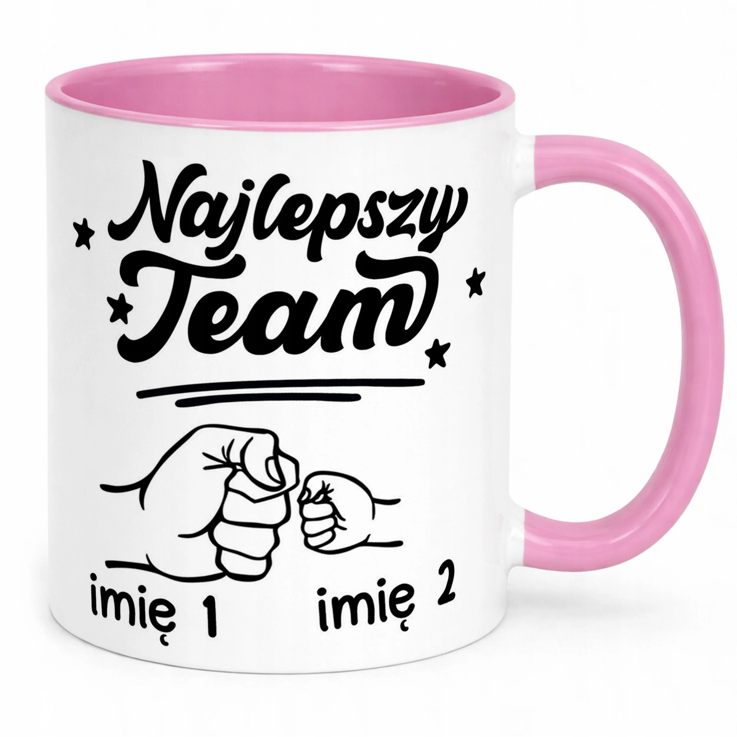 Kubek Różowy Personalizowany Dzień Ojca Najlepszy Team Prezent