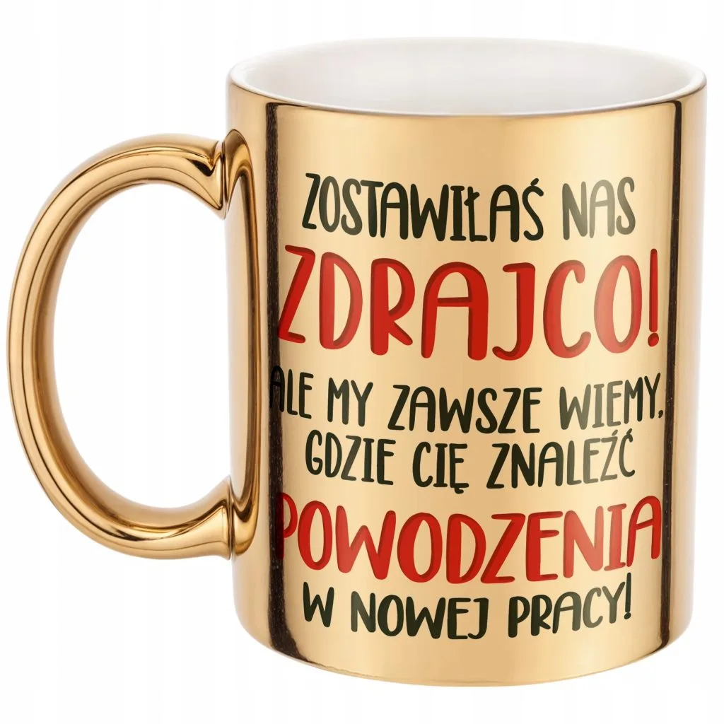 Złoty Kubek ceramiczny Pożeganie Odejście z Pracy Dla Koleżanki Prezent