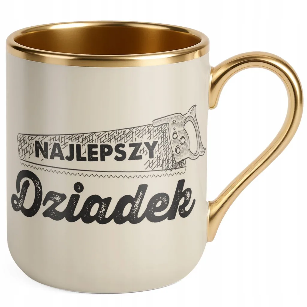 Kubek Premium Złoty Ecru Dzień Dziadka Dla Dziadka Prezent Upominek