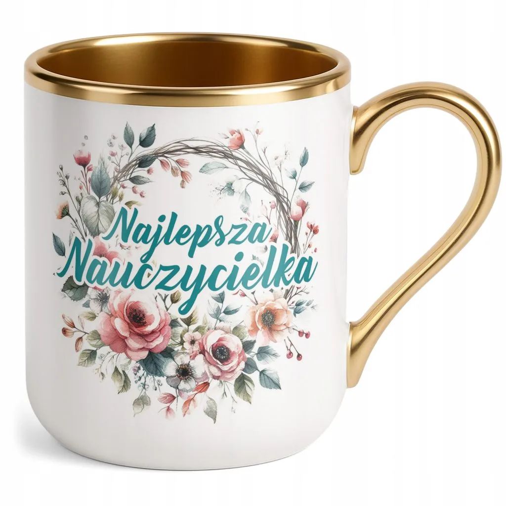 Kubek Premium Złoty Dzień Nauczyciela Dla Nauczycielki Prezent