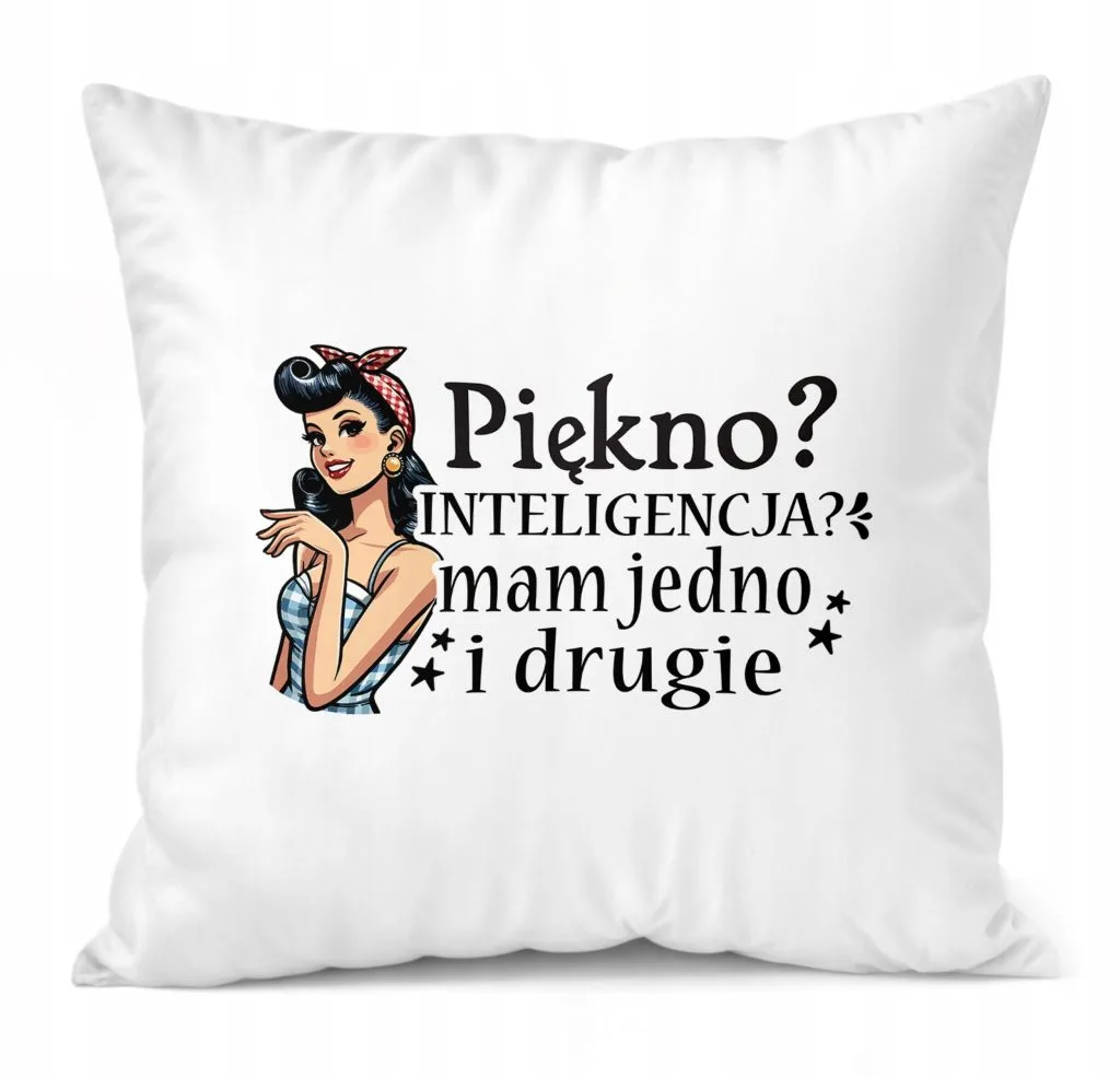 Poduszka 38x38cm Dzień Kobiet Prezent Dla Kobiety Piękno Inteligencja