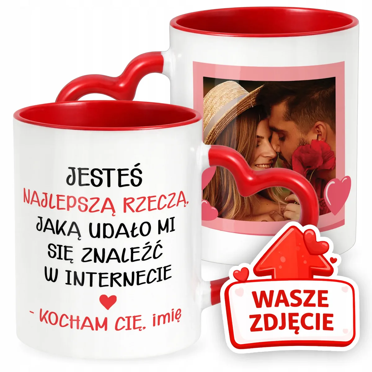 Kubek Walentynkowy Z Własnym Zdjęciem Imionami Serce Walentynki Prezent