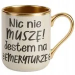 Kubek Premium Złoty Ecru Z okazji Emerytury Dla Emeryta Emerytki Prezent
