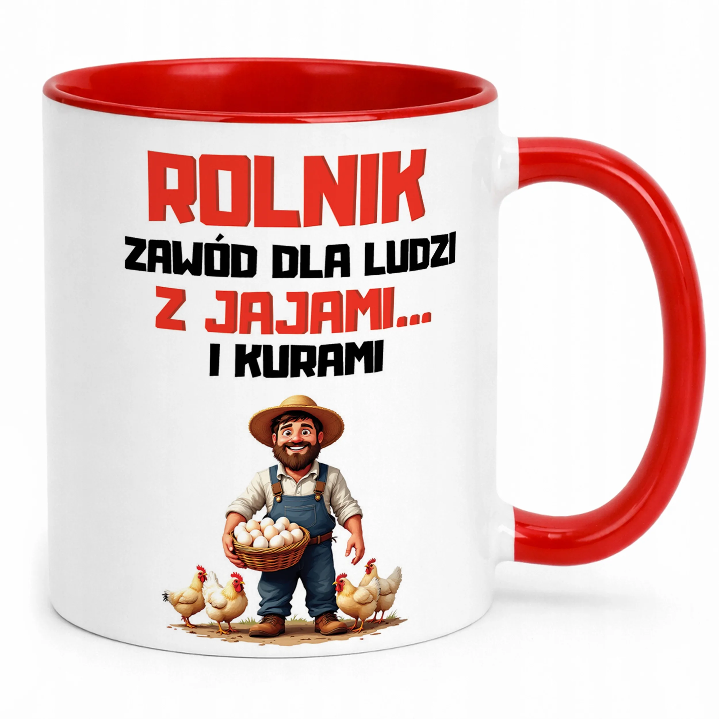 Kubek Czerwony Rolnik Dla Rolnika Kury Zabawny Prezent Upominek