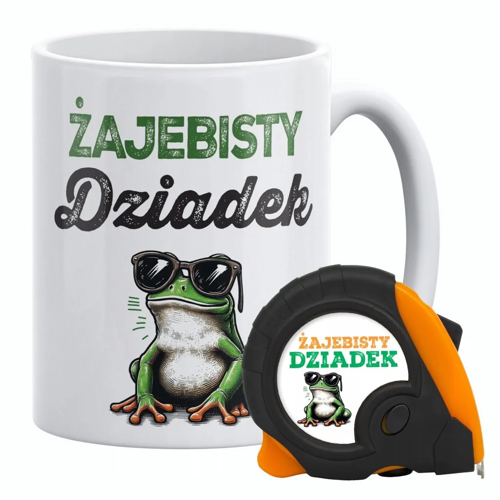 Zestaw Kubek + Miarka zwijana 5m Dzień Dziadka Żajebisty Dziadek