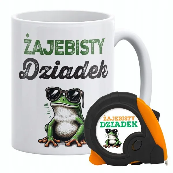 Zestaw Kubek + Miarka zwijana 5m Dzień Dziadka Żajebisty Dziadek