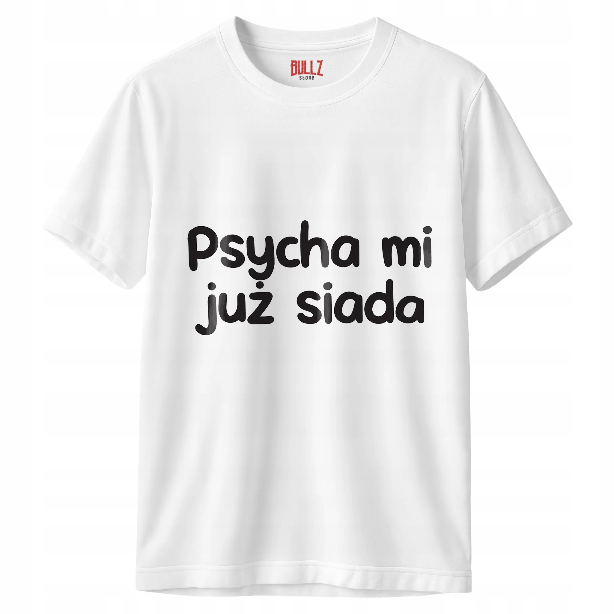 Koszulka biała męska Psycha Mi Już Siada Zabawny Prezent r. 3XL