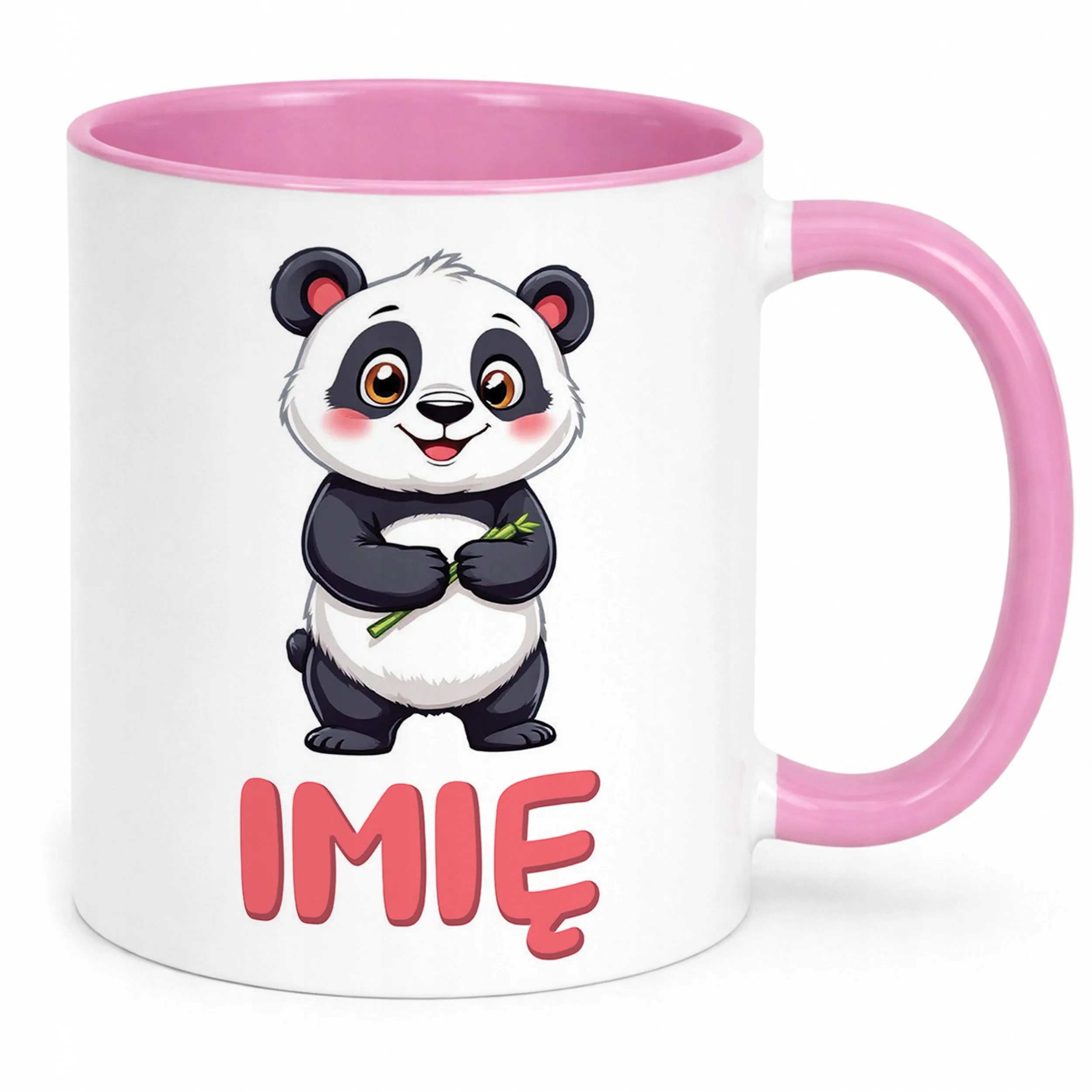 Kubek Różowy Personalizowany Panda Zwierzak Słodki Dla Dzieci