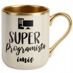 Kubek Premium Złoty Ecru Personalizowany Super Programista
