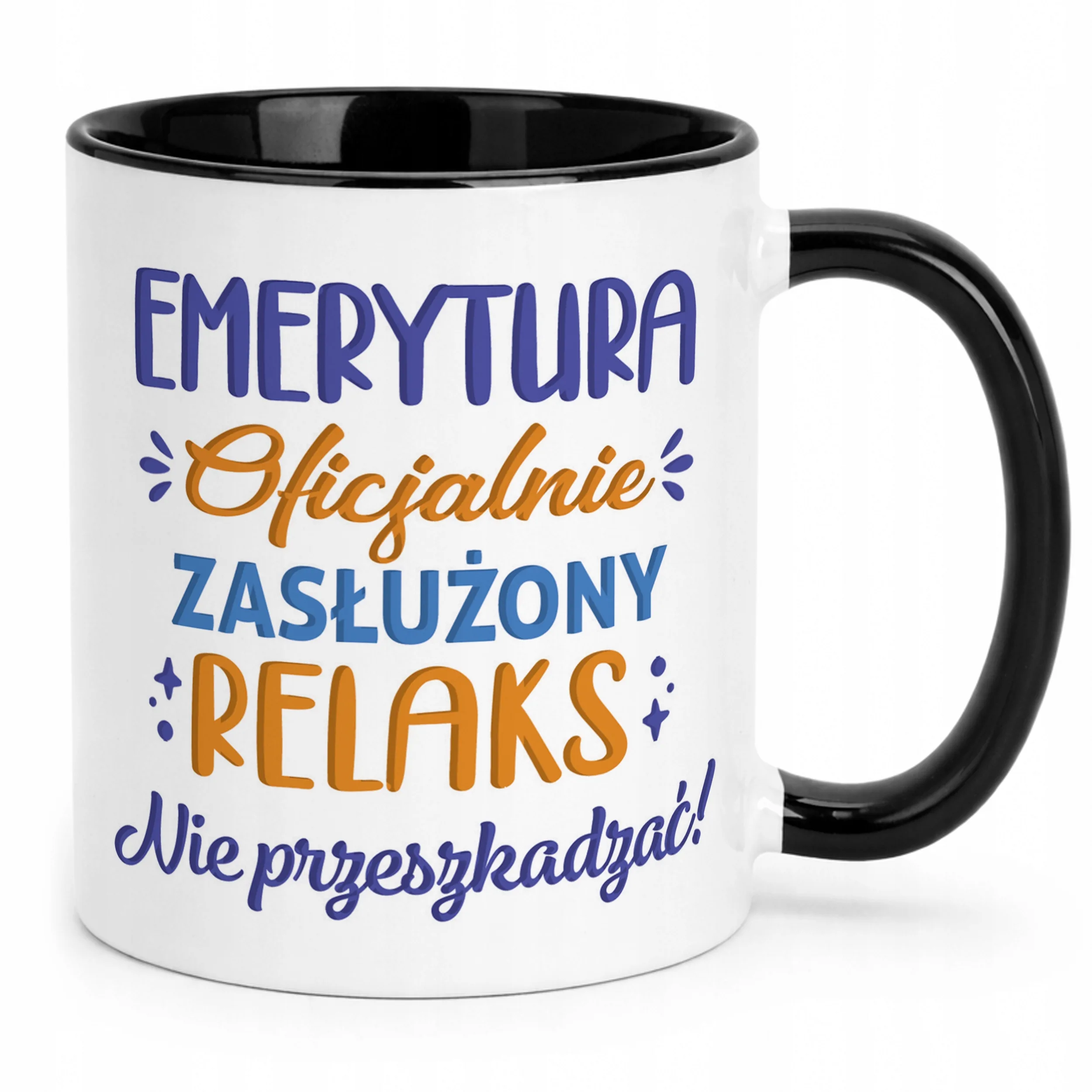 Kubek Czarny z okazji Emerytury Dla Emeryta Emerytki Prezent Upominek