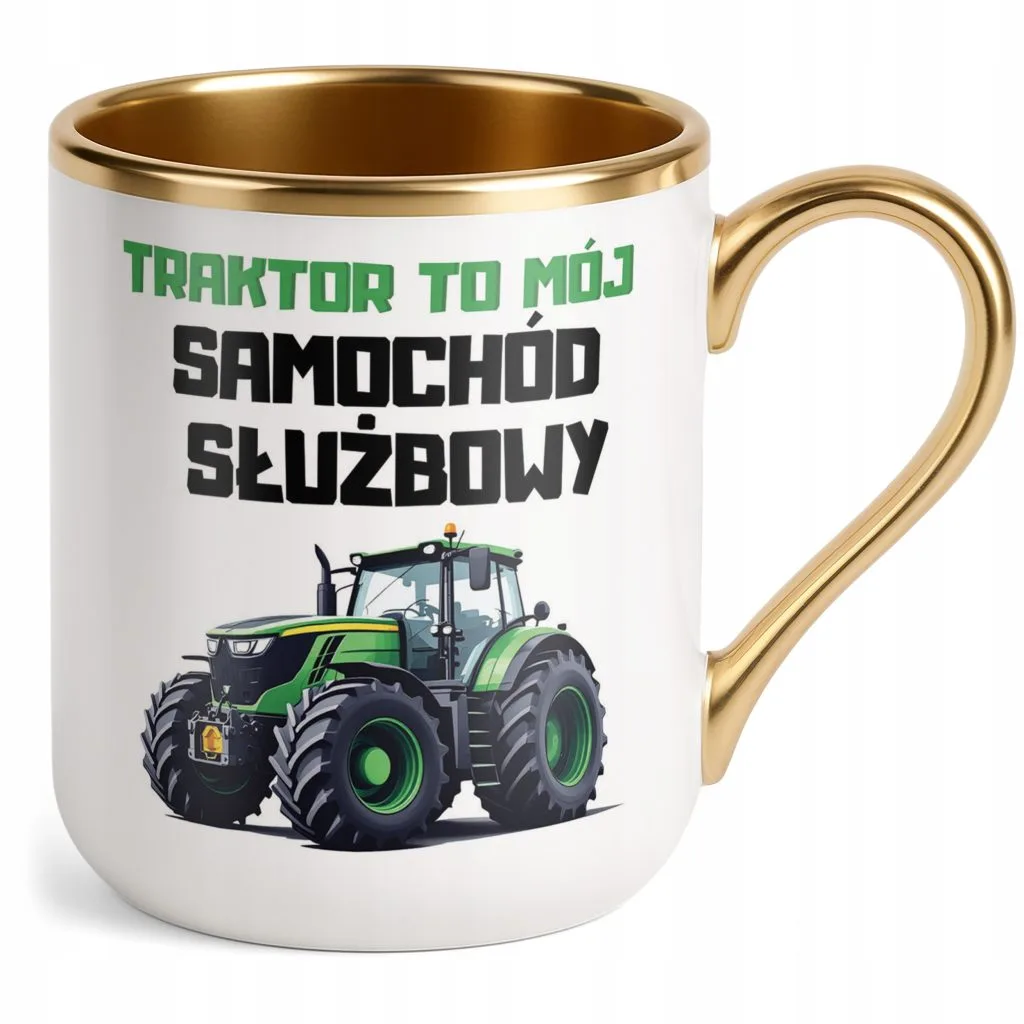 Kubek Premium Złoty Rolnik Dla Rolnika Traktor Zabawny Prezent