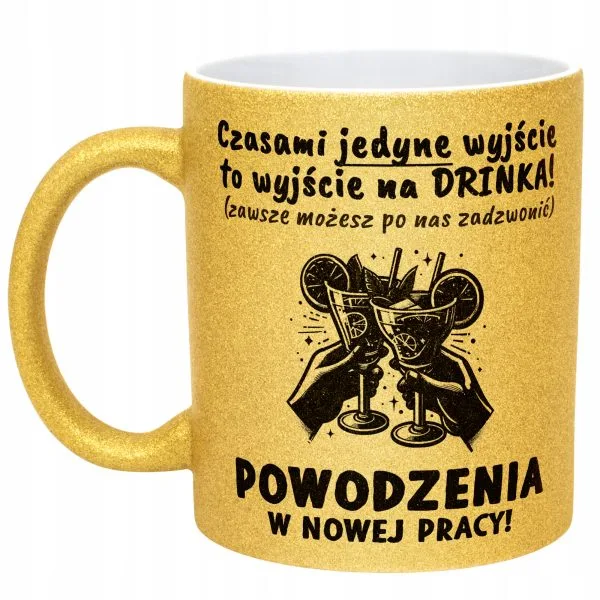 Złoty kubek brokatowy Na Pożegnanie Odejście z Pracy Zabawny Prezent