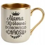 Kubek Premium Złoty Ecru Dzień Matki Prezent Królowa Domowego Chaosu
