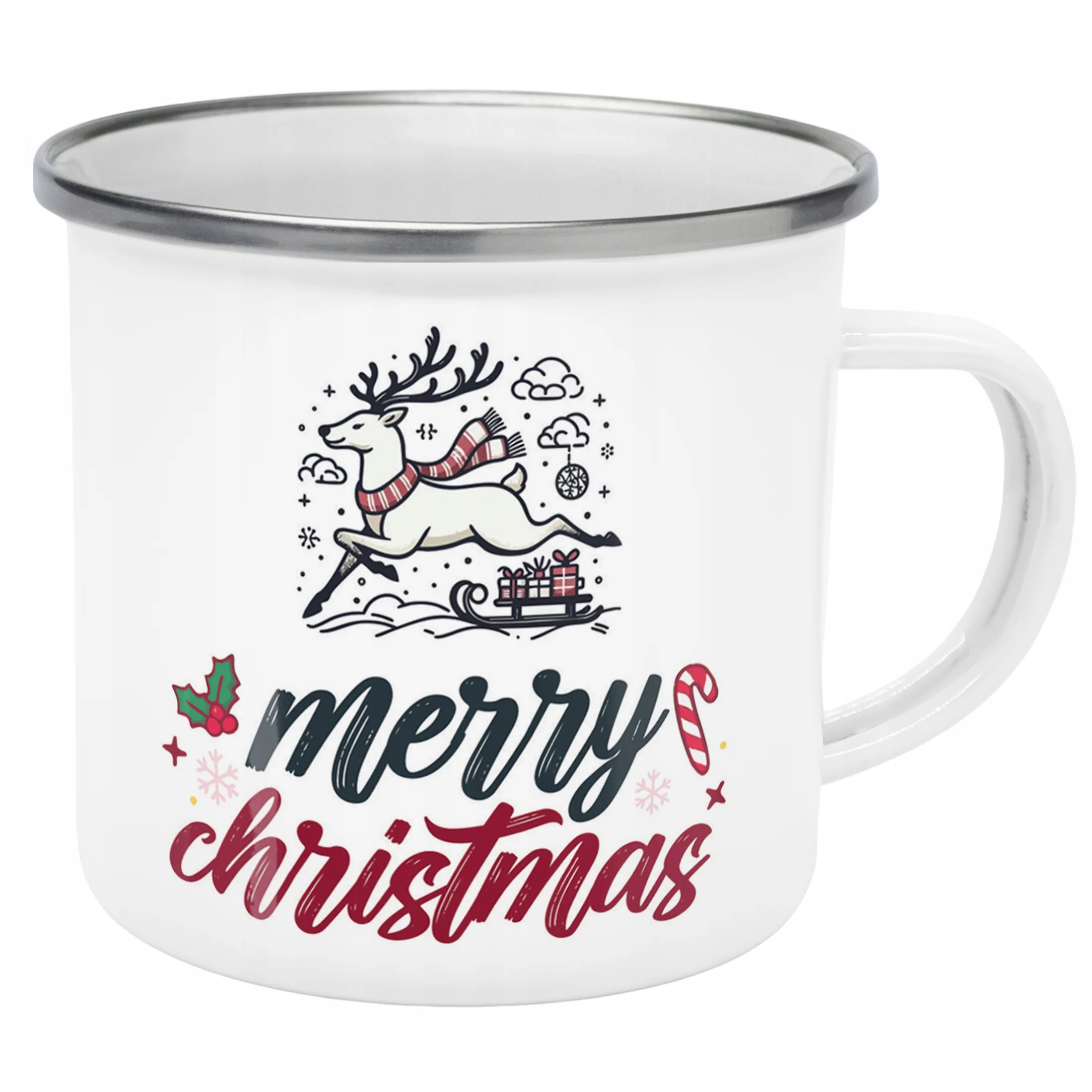 Emaliowany Kubek Garnuszek Świąteczny Merry Christmas Boże Narodzenie