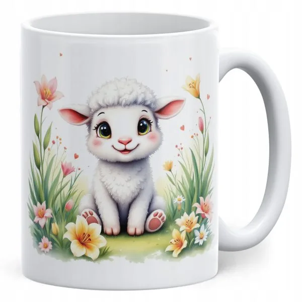 Kubek ceramiczny Wielkanocny Z okazji Świąt Wielkanocnych Baranek Wiosna