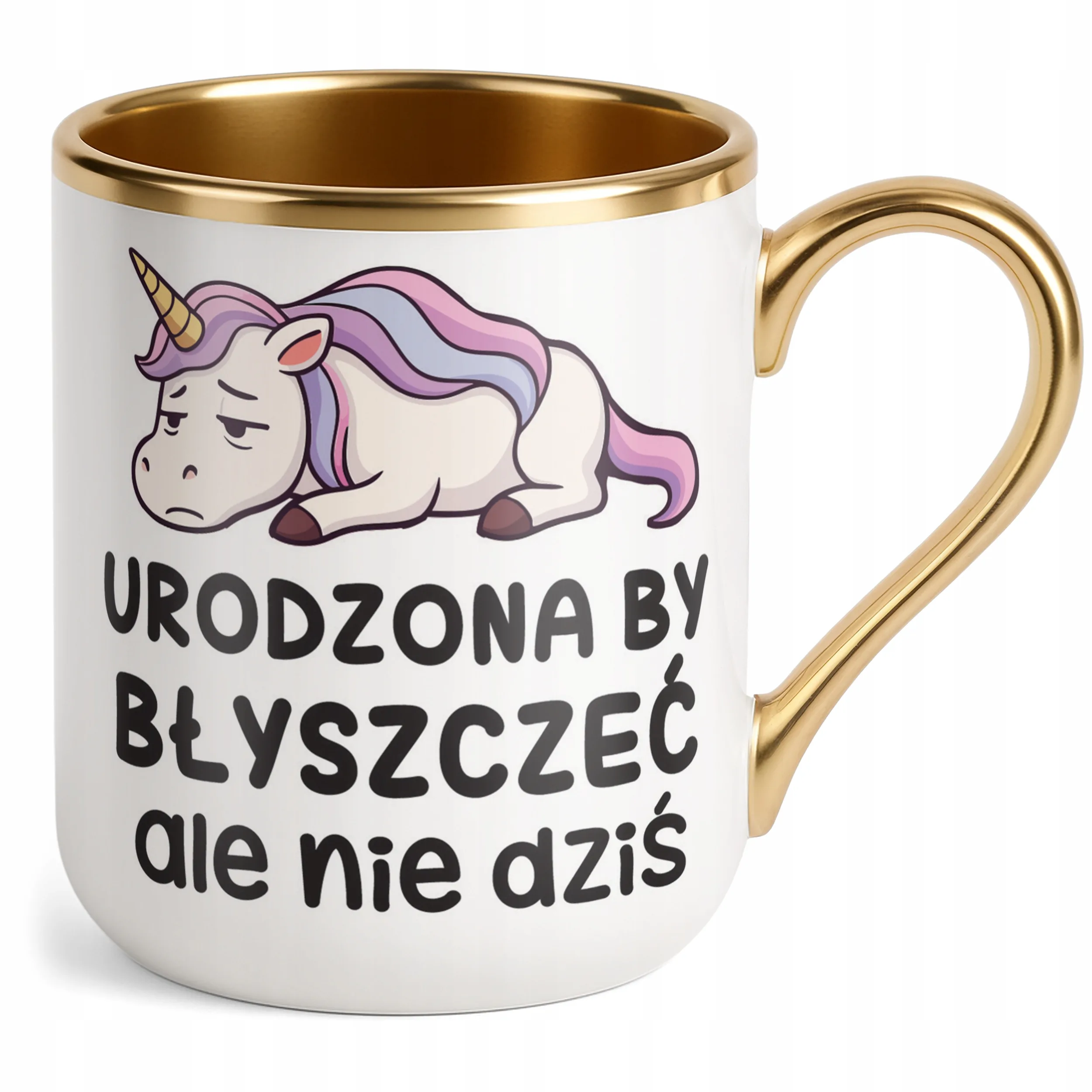Kubek Premium Złoty Urodzona By Byszczeć Śmieszny Zabawny Prezent
