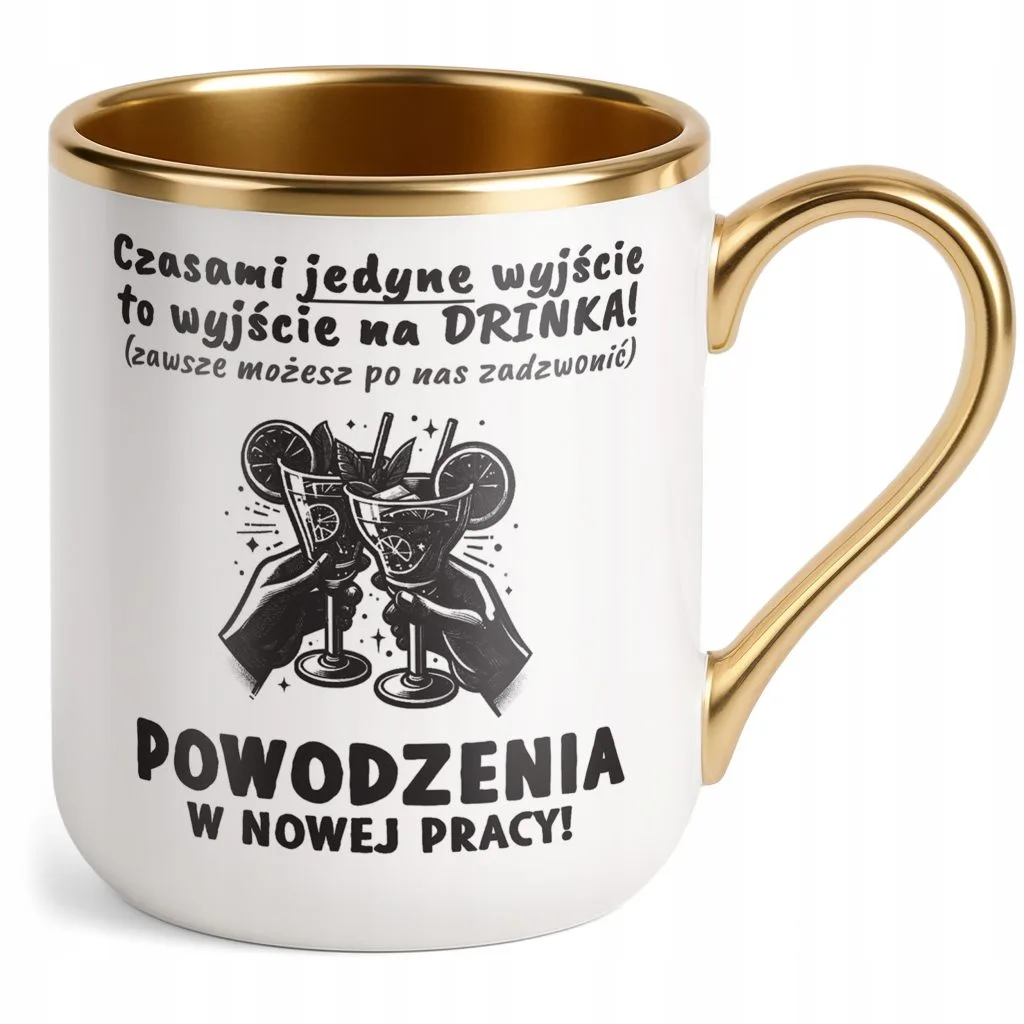 Kubek Premium Złoty Na Pożegnanie Odejście z Pracy Zabawny Prezent