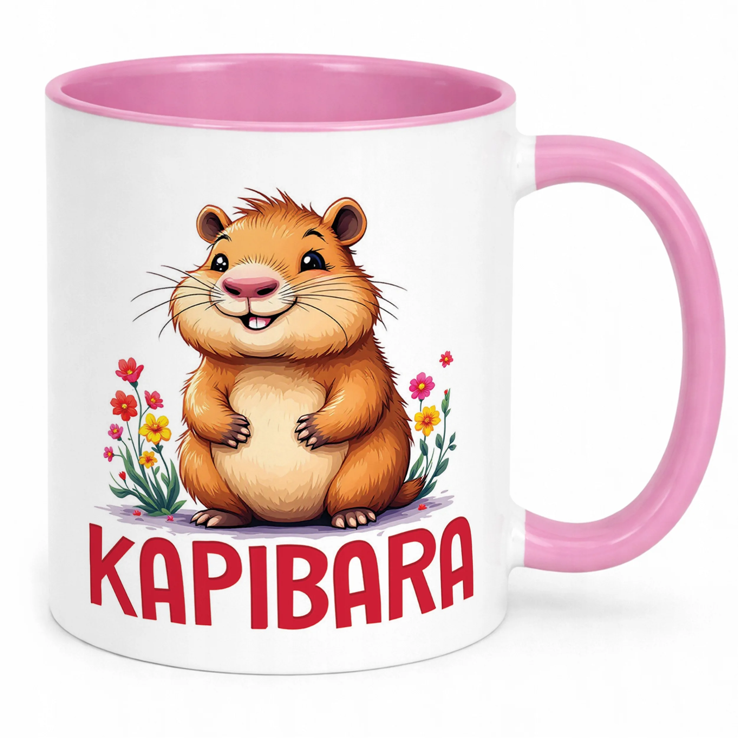 Kubek Różowy Kapibara Capybara Zwierzak Słodki Dla Dzieci Prezent